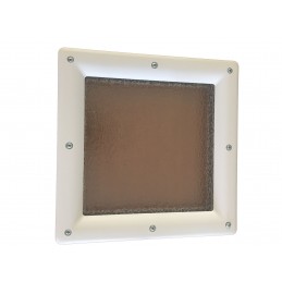 Hublot carré en PVC blanc, double vitrage plexiglas, brouillé, 290 mm