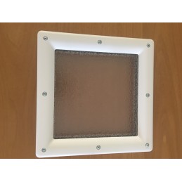 Hublot carré en PVC blanc, double vitrage plexiglas, brouillé, 290 mm