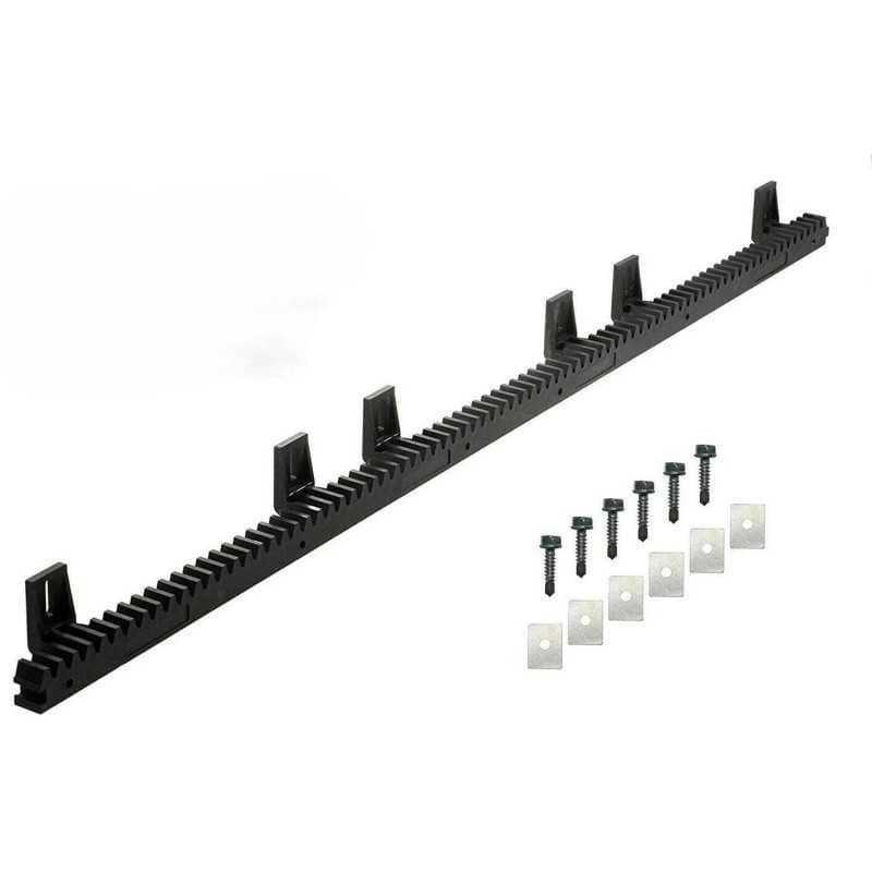 Crémaillère nylon armé portail coulissant 1 m avec 6 attaches basses compatible Somfy